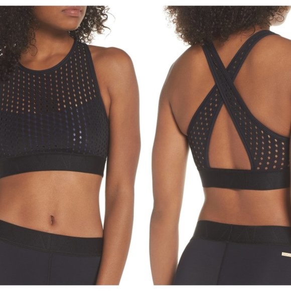 Alala Other - ALALA Perforated Cross Back Sports Bra Black/Navy